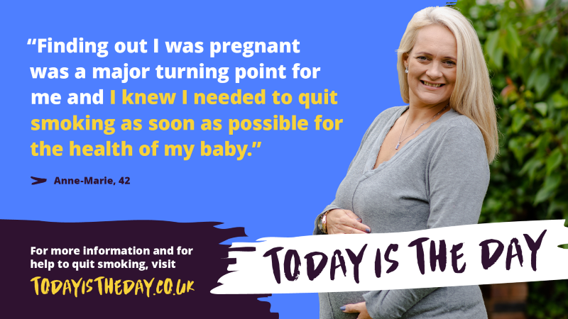 Today is the day (to stop smoking) campaign image - lady holding baby bump